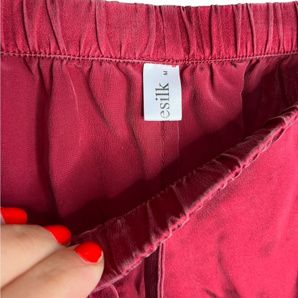 Mommesilk Women’s Sz Medium Claret Burgundy Mulberry 100% Silk Pajama Set - Picture 10 of 13